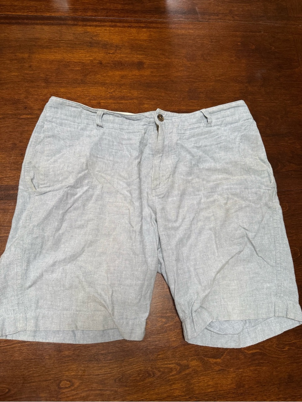J. Crew Men's Light Blue Flat-Front Linen Blend Shorts